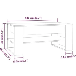 vidaXL - Rechthoekige Salontafel met schap - Sonoma eiken - Hout - 102x55 cm