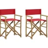 vidaXL - Regisseursstoel - Rood - Bamboe en stof - 2 stuks - Inklapbaar