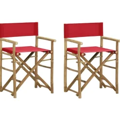 vidaXL - Regisseursstoel - Rood - Bamboe en stof - 2 stuks - Inklapbaar