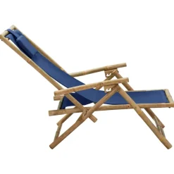 vidaXL - Relaxstoel - Blauw - Bamboe en stof - Verstelbaar