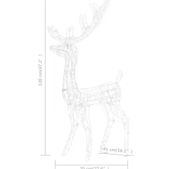 vidaXL - Rendier Kerstdecoratie - Koudwit - 70 x 41 x 120 cm