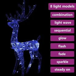 vidaXL - Rendier Kerstdecoratie - Blue - 70 x 41 x 120 cm