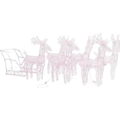 vidaXL - Rendieren En Slee Kerstversiering - Warmwit - 43 x 11 x 55 cm (4 stuks)