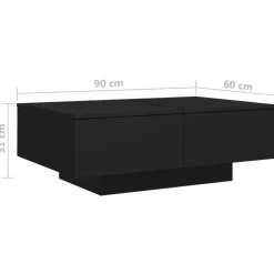 vidaXL - Salontafel - Zwart - Bewerkt hout - 90 x 60 x 31 cm