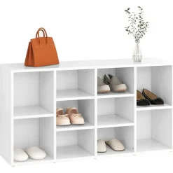 vidaXL - Schoenenbank - Wit - Bewerkt hout - 103x30x55 cm