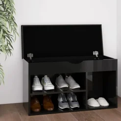 vidaXL - Schoenenbank - Zwart - Bewerkt hout