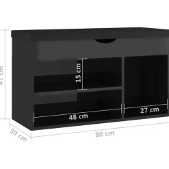 vidaXL - Schoenenbank - Zwart - Bewerkt hout