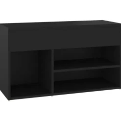 vidaXL - Schoenenbank - Zwart - Bewerkt hout - 80 x 30 x 45 cm