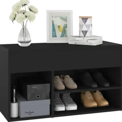 vidaXL - Schoenenbank - Zwart - Bewerkt hout - 80 x 30 x 45 cm