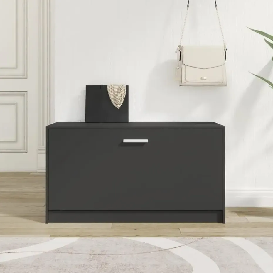 vidaXL - Schoenenbank - Zwart - Bewerkt hout