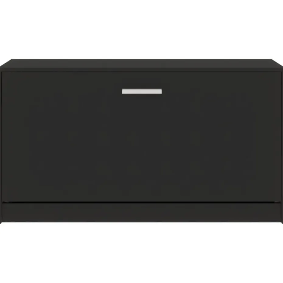 vidaXL - Schoenenbank - Zwart - Bewerkt hout