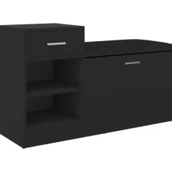 vidaXL - Schoenenbank - Zwart - Bewerkt hout