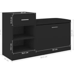 vidaXL - Schoenenbank - Zwart - Bewerkt hout