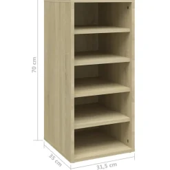 vidaXL - Schoenenkast - Bruin - Bewerkt hout - 31.5 x 35 x 70 cm