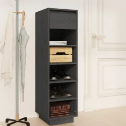 vidaXL - Schoenenkast - Grijs - Grenenhout