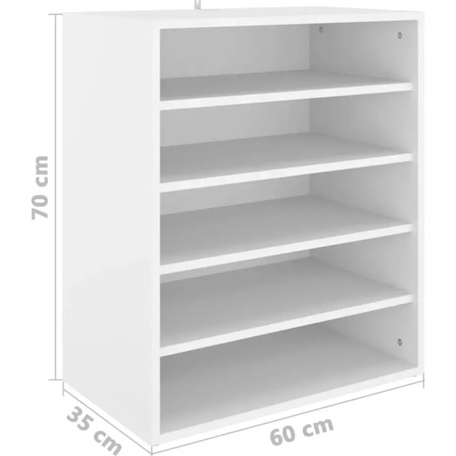 vidaXL - Schoenenkast - Wit - Bewerkt hout - 60 x 35 x 70 cm