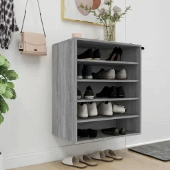 vidaXL - Schoenenrek - Grijs - Bewerkt hout - 60 x 35 x 70 cm