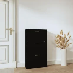 vidaXL - Schoenenrek - Zwart - Bewerkt hout