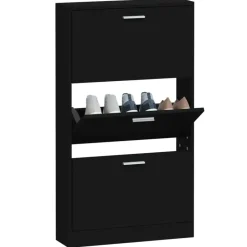 vidaXL - Schoenenrek - Zwart - Bewerkt hout