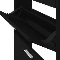 vidaXL - Schoenenrek - Zwart - Bewerkt hout