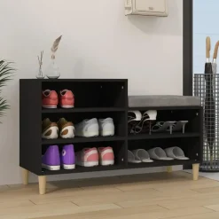 vidaXL - Schoenenrek - Zwart - Bewerkt hout