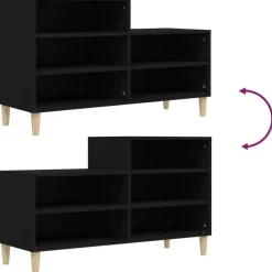 vidaXL - Schoenenrek - Zwart - Bewerkt hout