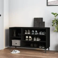 vidaXL - Schoenenrek - Zwart - Bewerkt hout