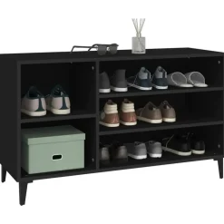 vidaXL - Schoenenrek - Zwart - Bewerkt hout