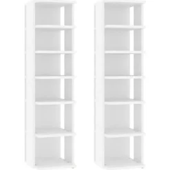 vidaXL - Schoenrek - Wit - Bewerkt hout - 2 stuks