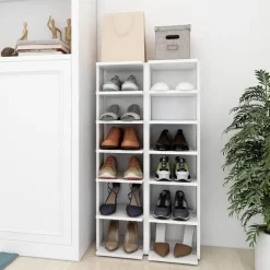 vidaXL - Schoenrek - Wit - Bewerkt hout - 2 stuks