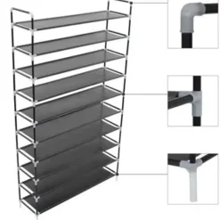 vidaXL - Schoenrek - Zwart - Stof - 100 x 29.5 x 170 cm