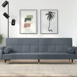 vidaXL - Slaapbank - Donkergrijs - Fluweel - Met kussens