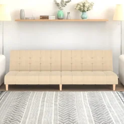 vidaXL - Slaapbank 2-zits - Crème - Stof