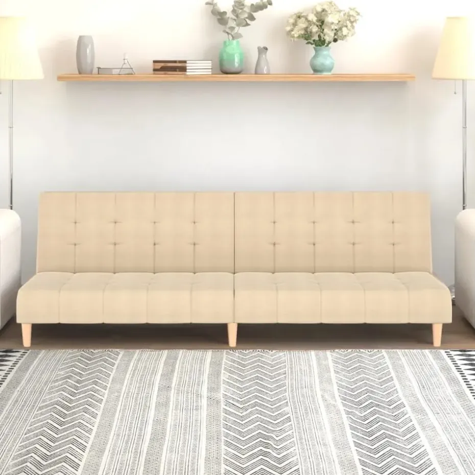 vidaXL - Slaapbank 2-zits - Crème - Stof