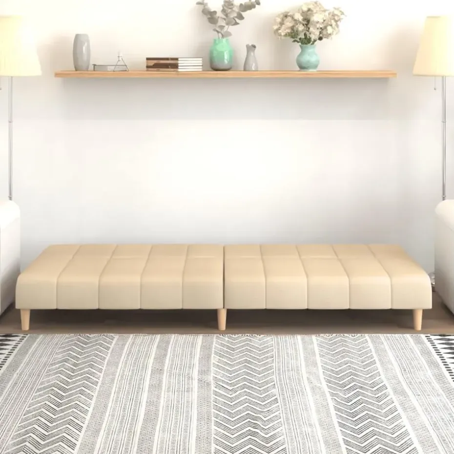 vidaXL - Slaapbank 2-zits - Crème - Stof