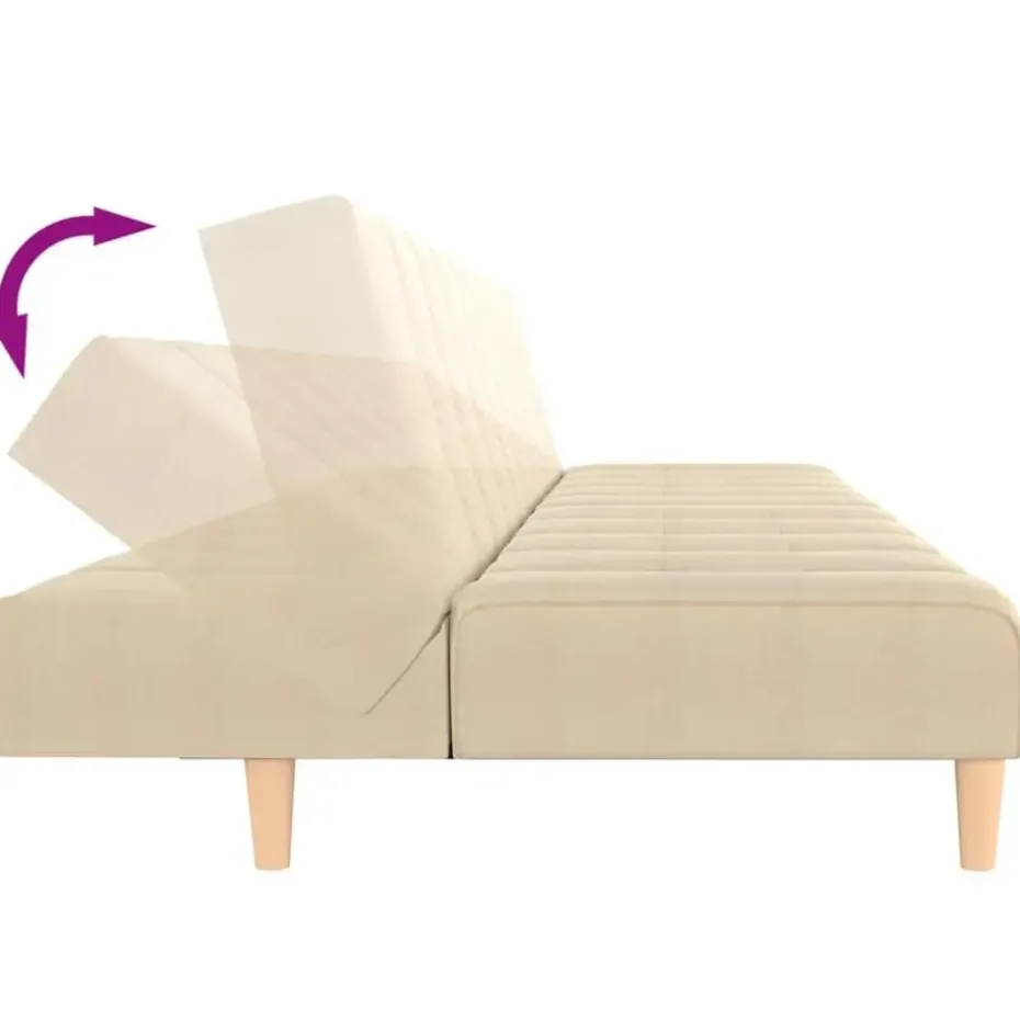 vidaXL - Slaapbank 2-zits - Crème - Stof