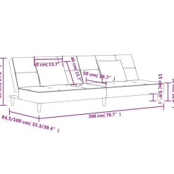 vidaXL - Slaapbank 2-zits - Donkergrijs - Fluweel - Met kussens