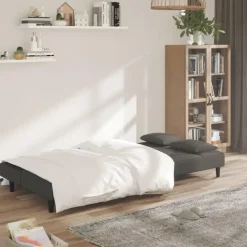 vidaXL - Slaapbank 2-zits - Donkergrijs - Fluweel - Met kussens