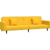 vidaXL - Slaapbank 2-zits - Geel - Fluweel - Met kussens