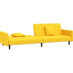 vidaXL - Slaapbank 2-zits - Geel - Fluweel - Met kussens