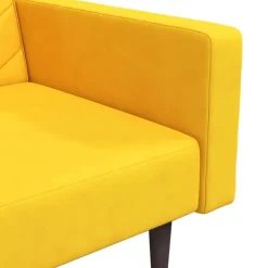 vidaXL - Slaapbank 2-zits - Geel - Fluweel - Met kussens