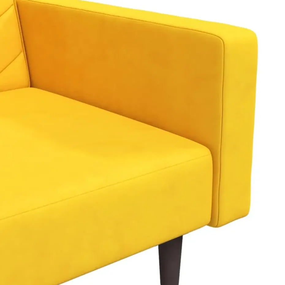 vidaXL - Slaapbank 2-zits - Geel - Fluweel - Met kussens