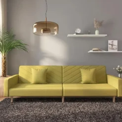 vidaXL - Slaapbank 2-zits - Groen - Stof - Met kussens