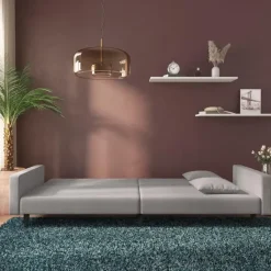 vidaXL - Slaapbank 2-zits - Grijs - Fluweel - Met kussens