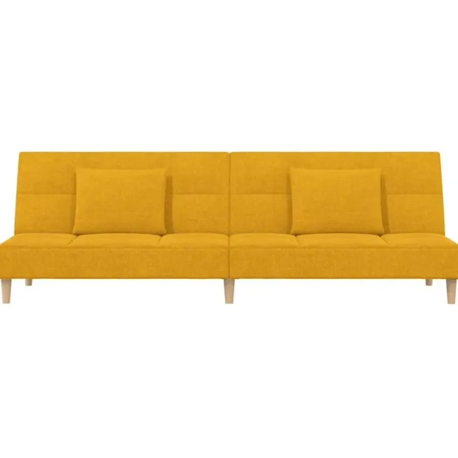 vidaXL - Slaapbank 2-zits - Geel - Stof - Met kussens