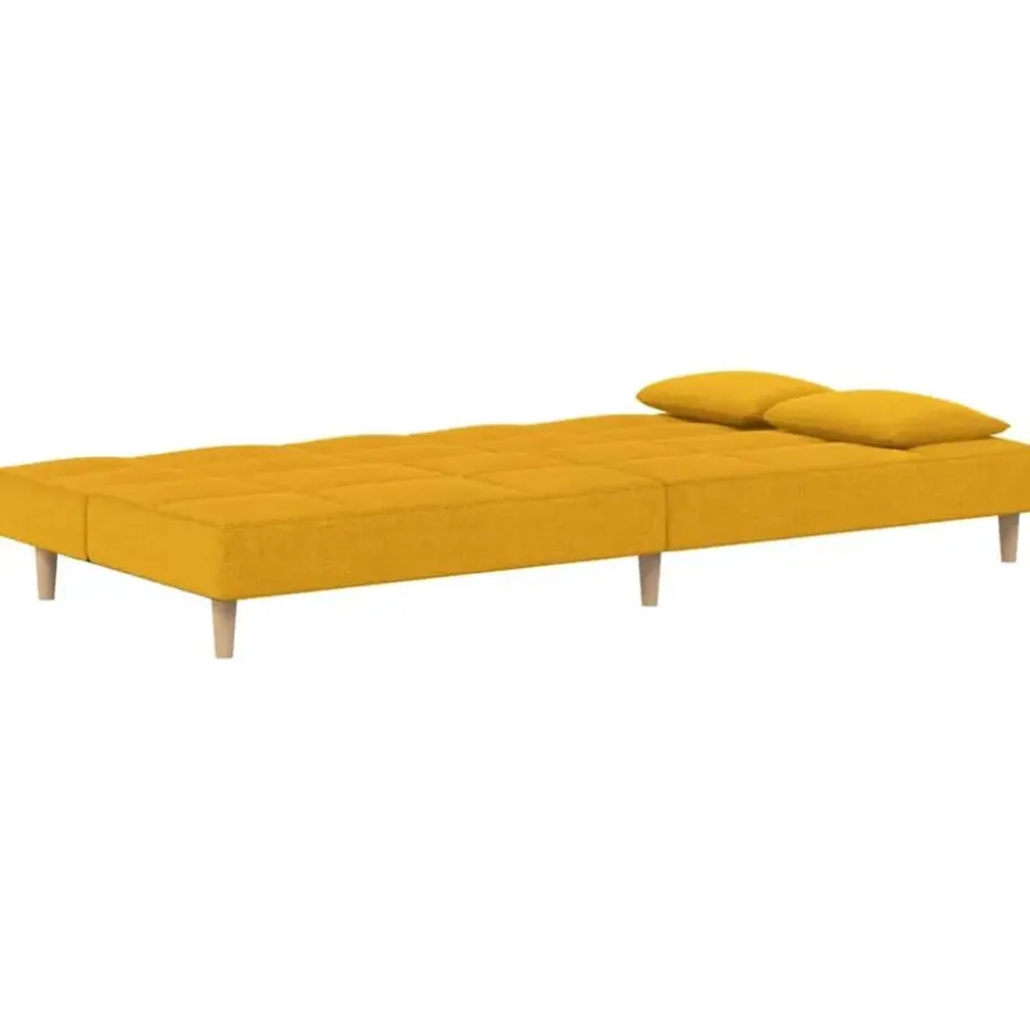 vidaXL - Slaapbank 2-zits - Geel - Stof - Met kussens