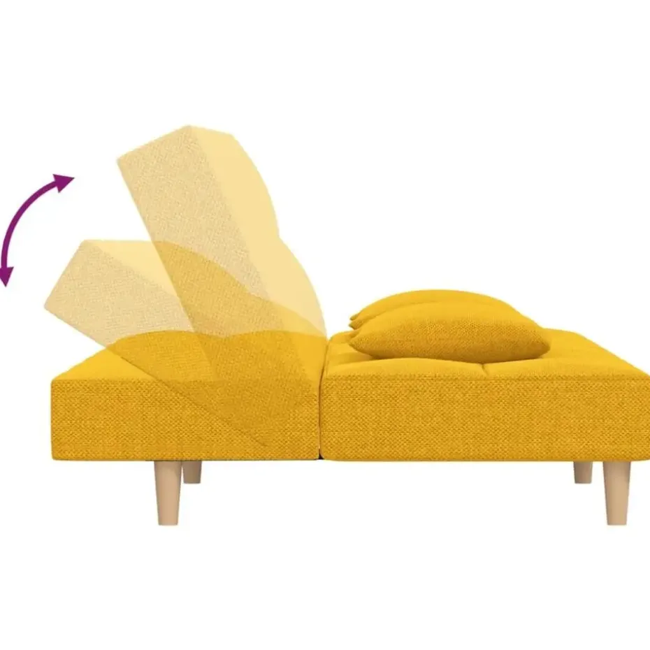 vidaXL - Slaapbank 2-zits - Geel - Stof - Met kussens