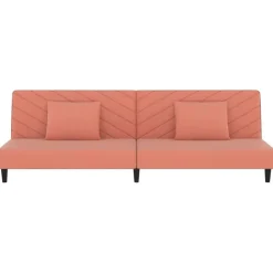 vidaXL - Slaapbank 2-zits - Roze - Fluweel - Met kussens