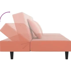 vidaXL - Slaapbank 2-zits - Roze - Fluweel - Met kussens