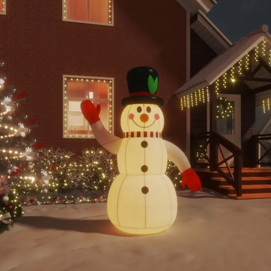 vidaXL - Sneeuwpop opblaasbaar met LED's 90x50x120 cm - Oxford stof